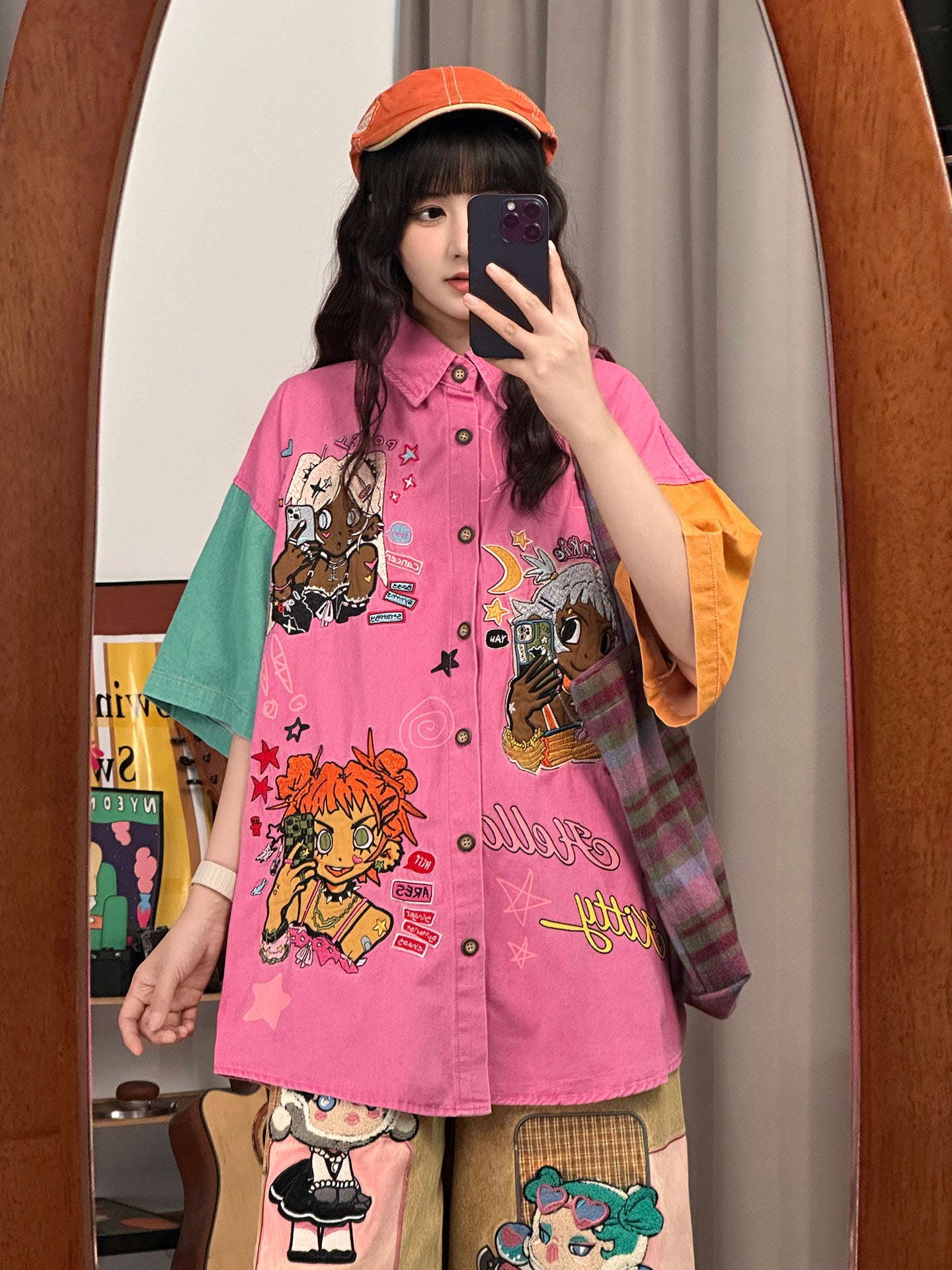 Retro Cartoon Patchwork Shirt shirt soldout