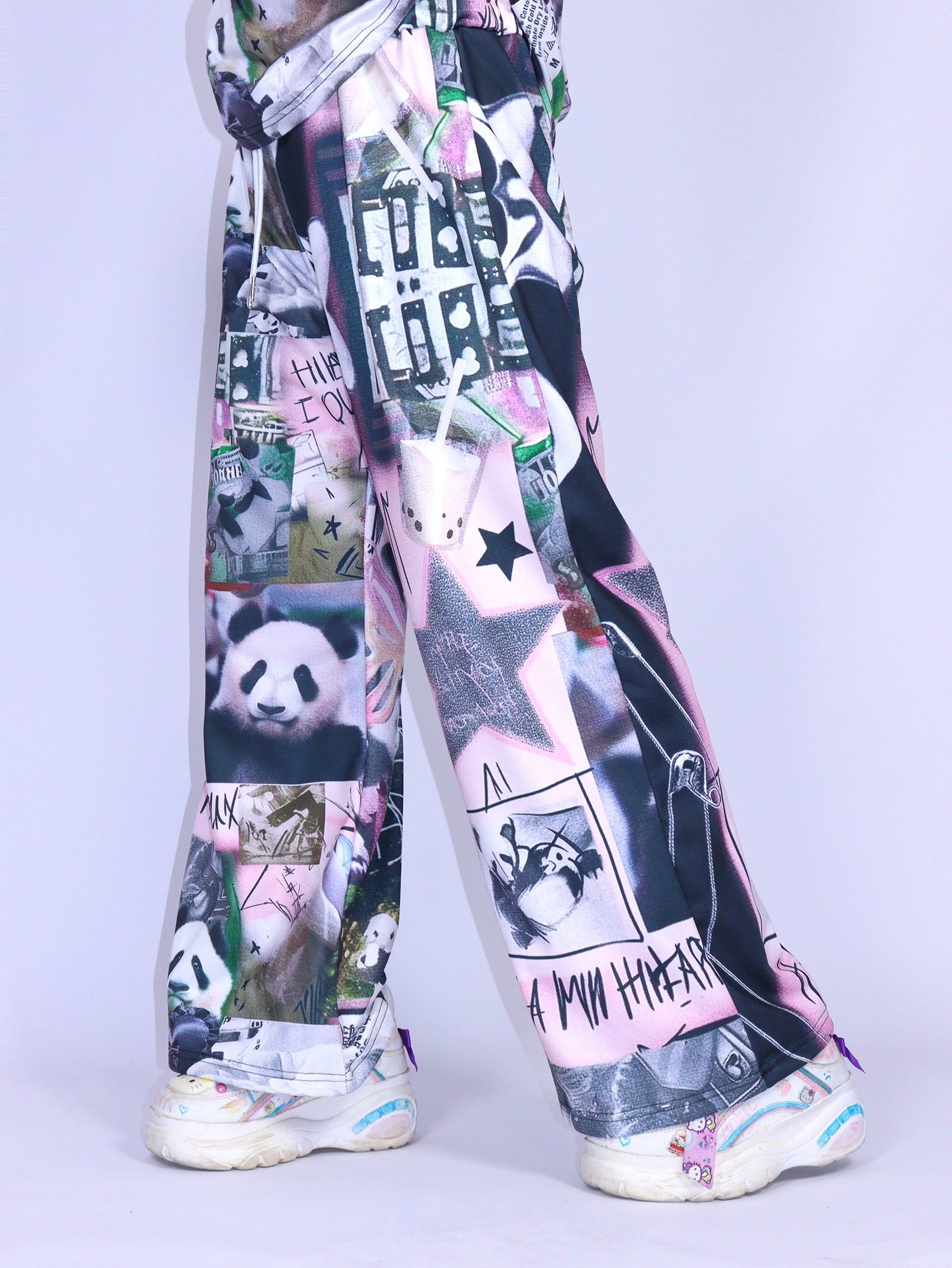 LEERROO - Y2K Panda Wide Leg Pants pants Leerroo