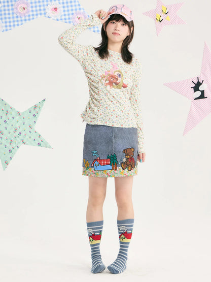 tntntutu - Teddy Cottage Striped Knit Socks socks tntntutu