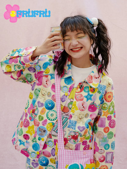 frufru Whimsical Print Cotton Jacket | Decora Spring Summer Outerwear jacket frufru