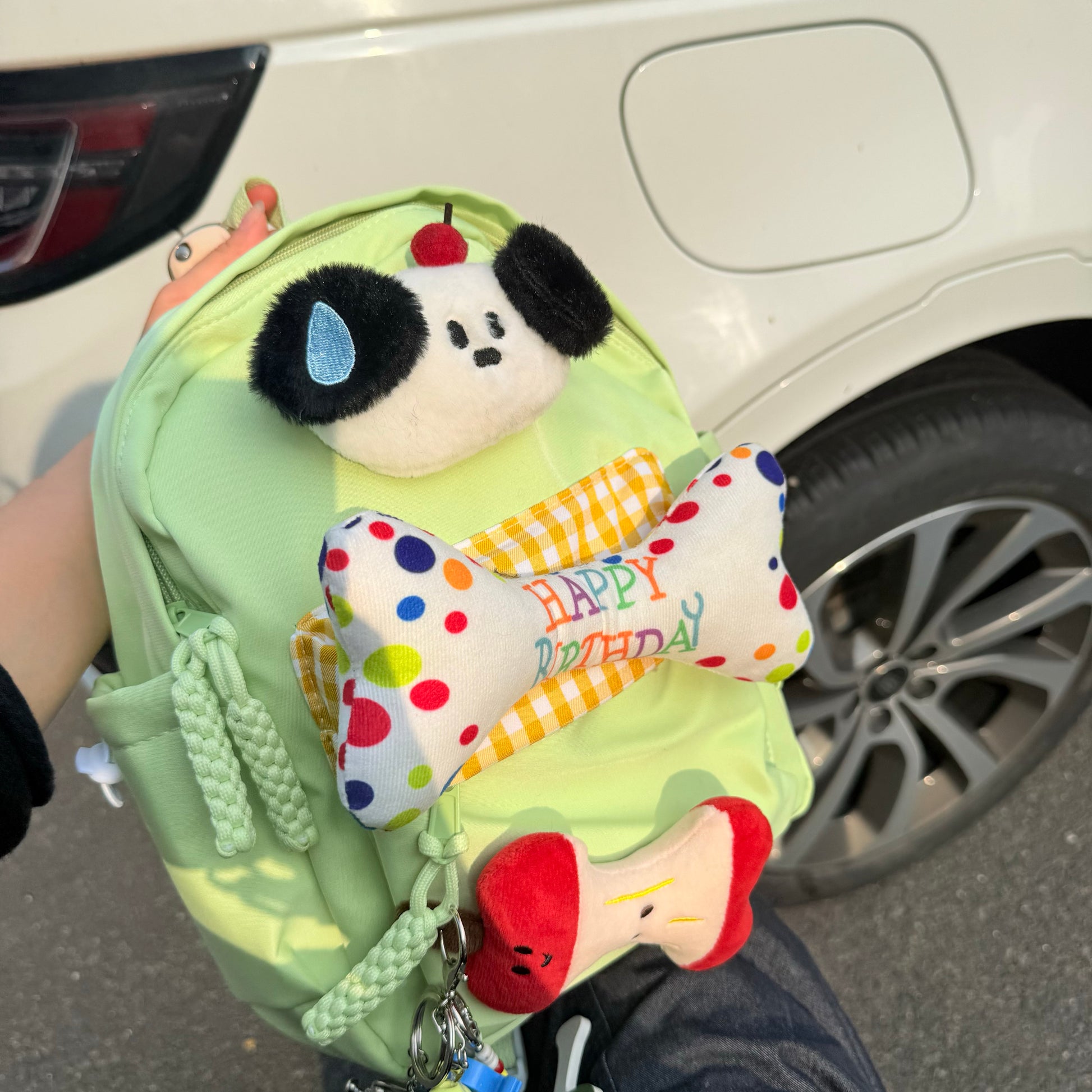 Cute Light Green Puppy Birthday Backpack bag Hottie