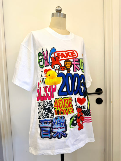 RedDevil - Y2K Patch Letter Graphic Tee shirt Red Devil