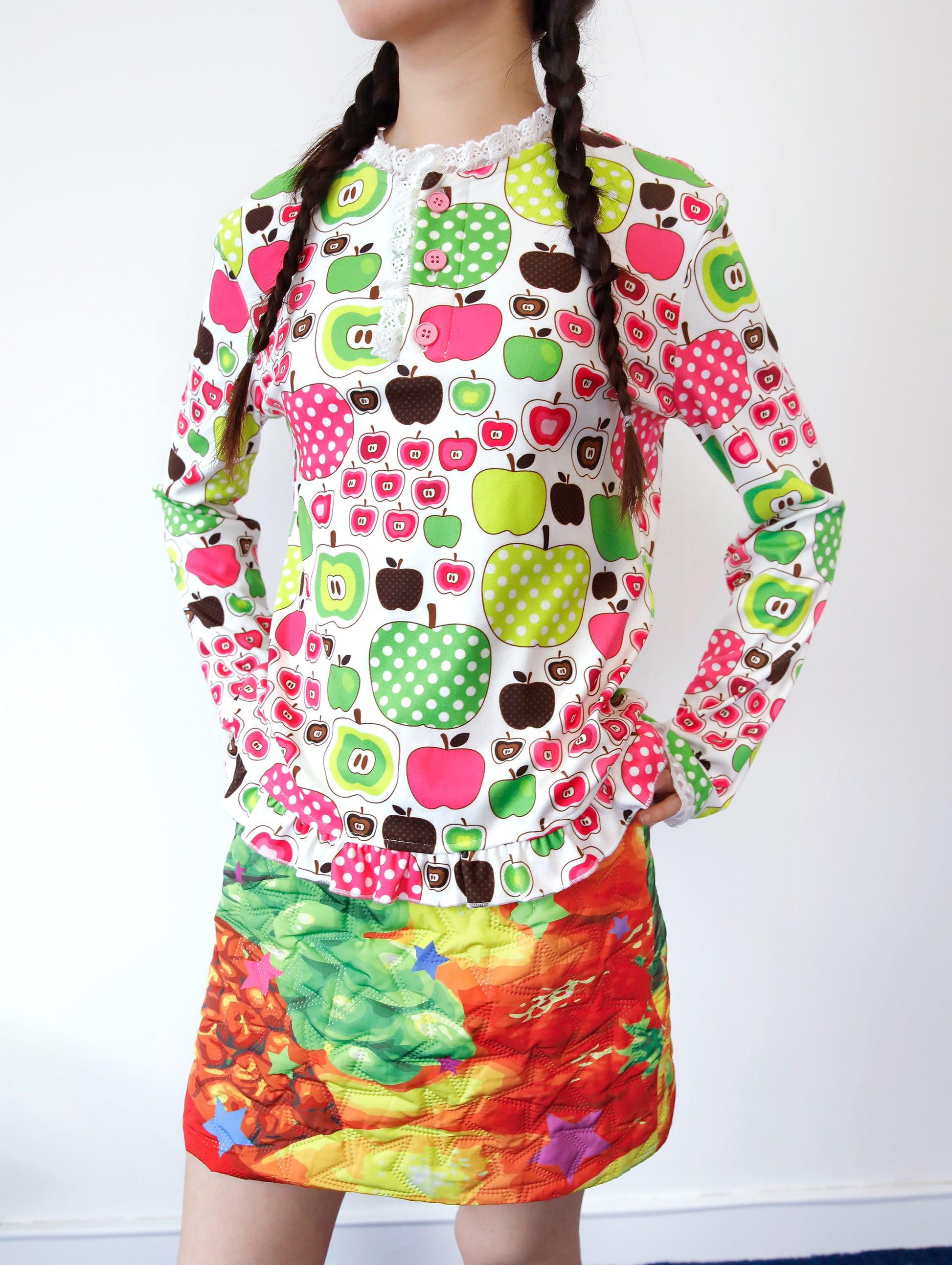 FRUITS - Kawaii Apple Polka Dot Lace Top shirt Fruits