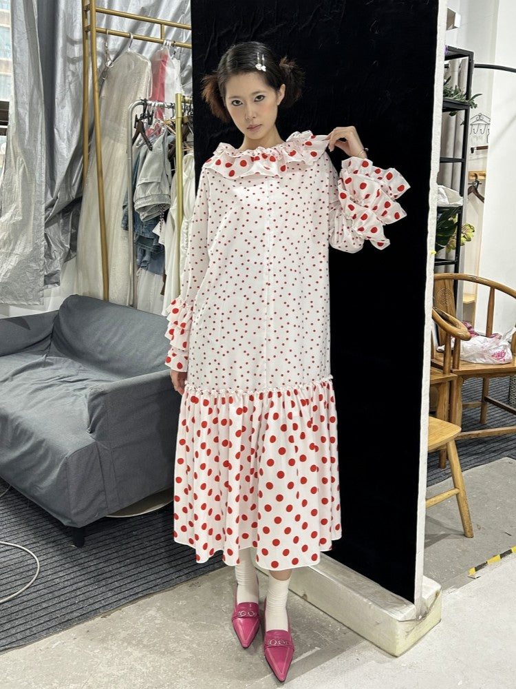 Nanjun Vintage - Polka Dot Petal Collar Dress dress Nanjun Vintage