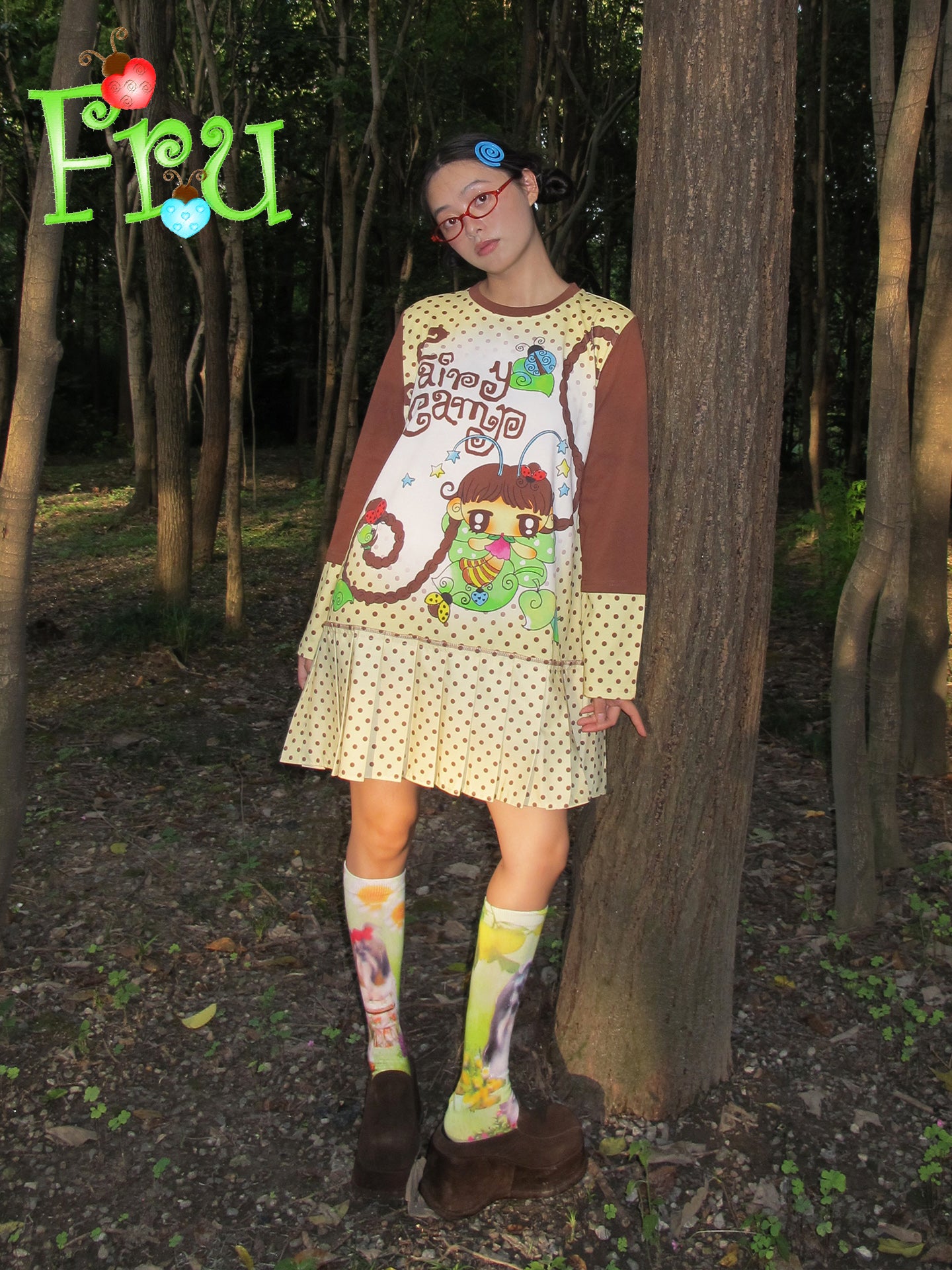 FruFru - Y2K Pleated Dress Printed Casual dress frufru