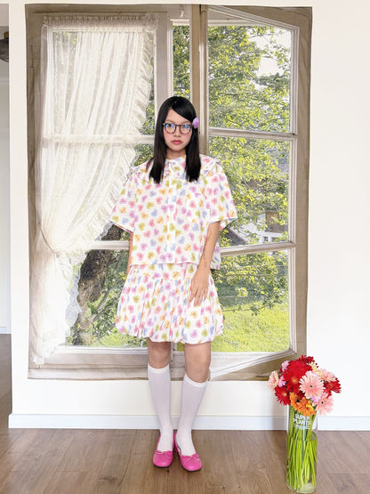 bunnybunnygun - Heart Print Collar Shirt shirt bunnybunnygun