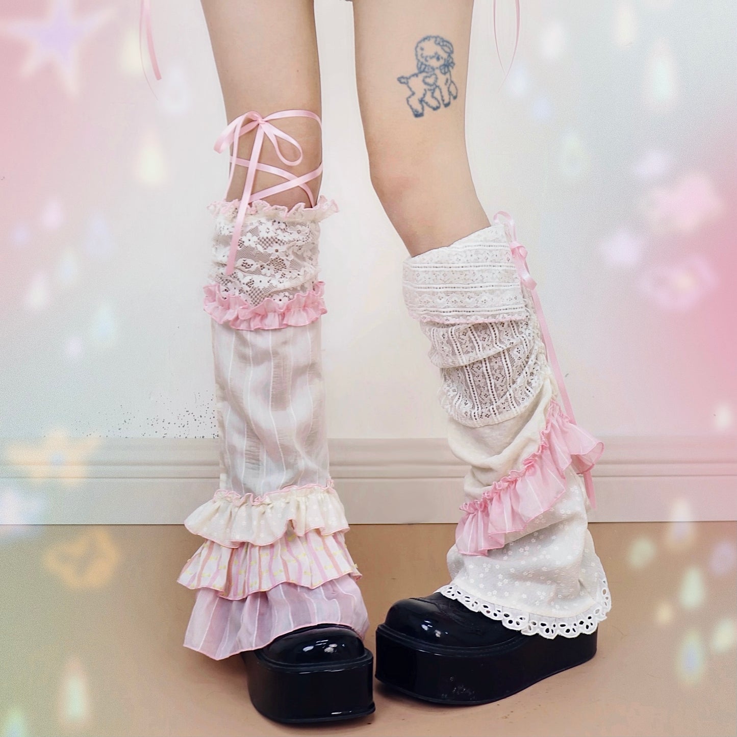 Decora Kei Patchwork Leg Warmers – Asymmetric Stackable leg warmmers Disorder