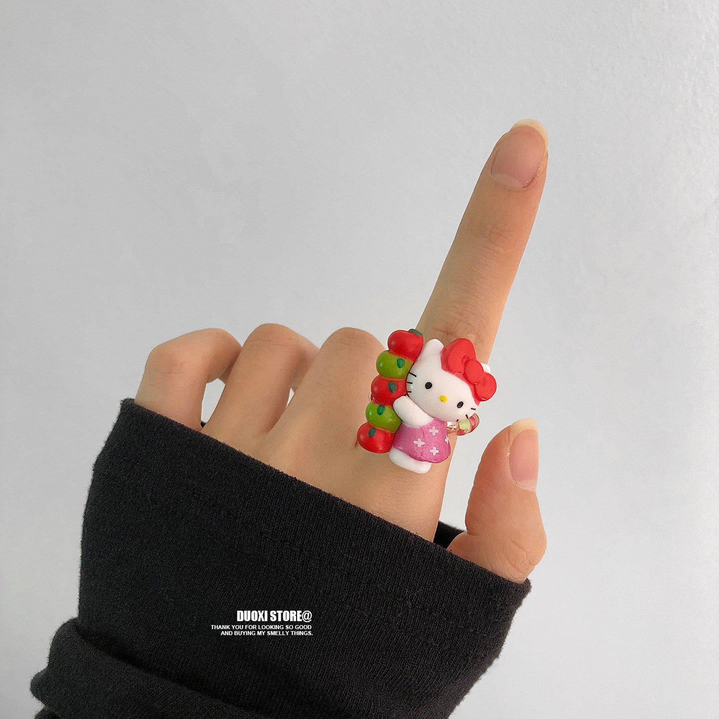 Duoxi - Colorful Kawaii Cat Flower Statement Ring ring DuoXi