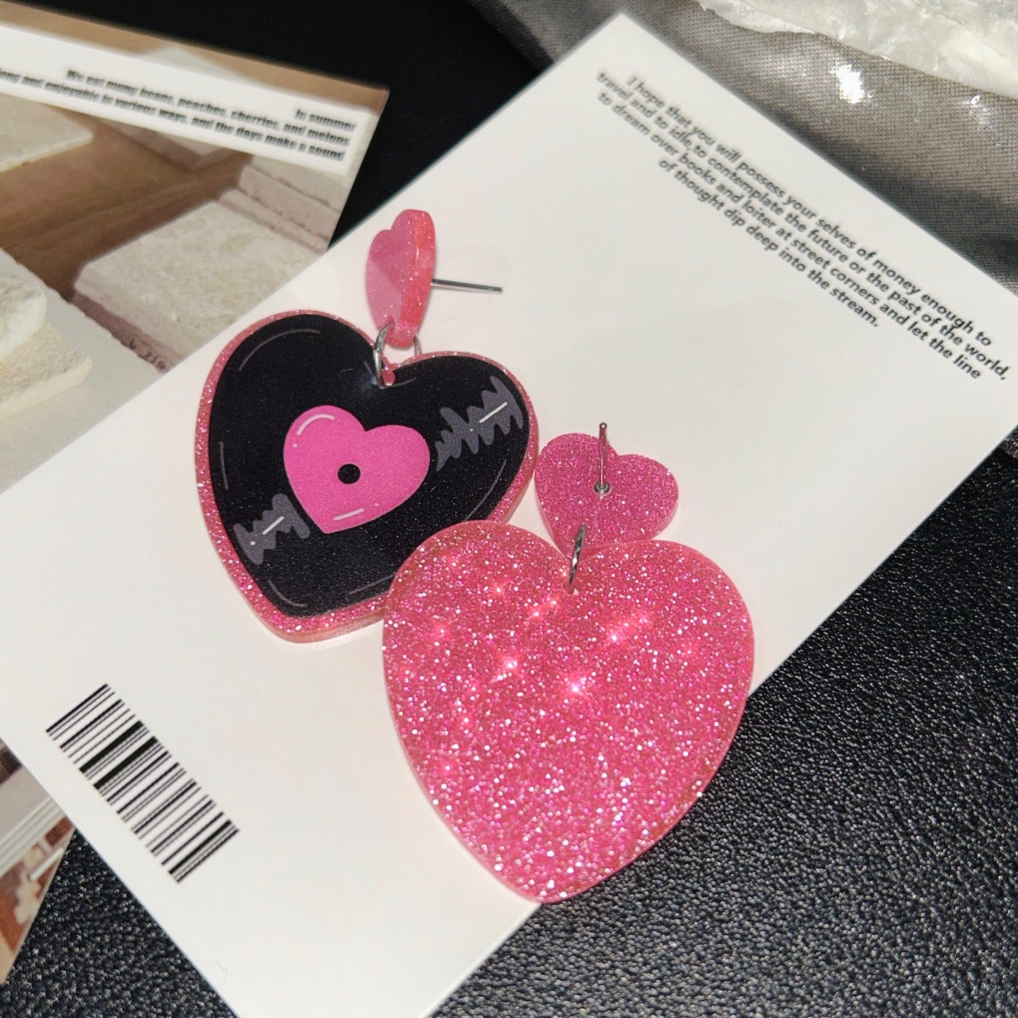 Strangelab - Y2K Earrings Disco Heart Record Acrylic Earrings earrings strangelab