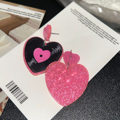 Strangelab - Y2K Earrings Disco Heart Record Acrylic Earrings earrings strangelab