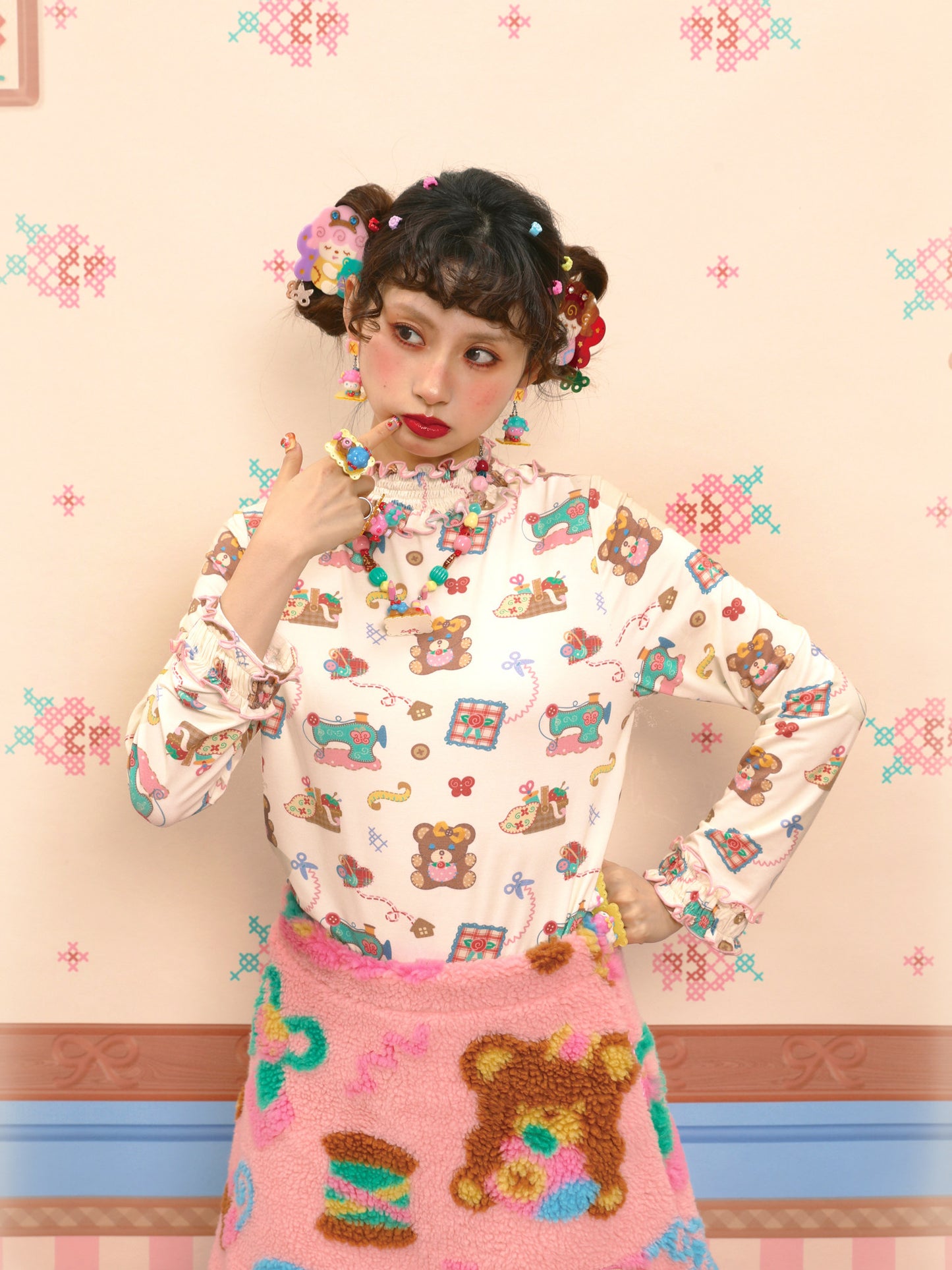 Lutra Jump - Decora Lace Collar Cotton Top shirt Lutra Jump