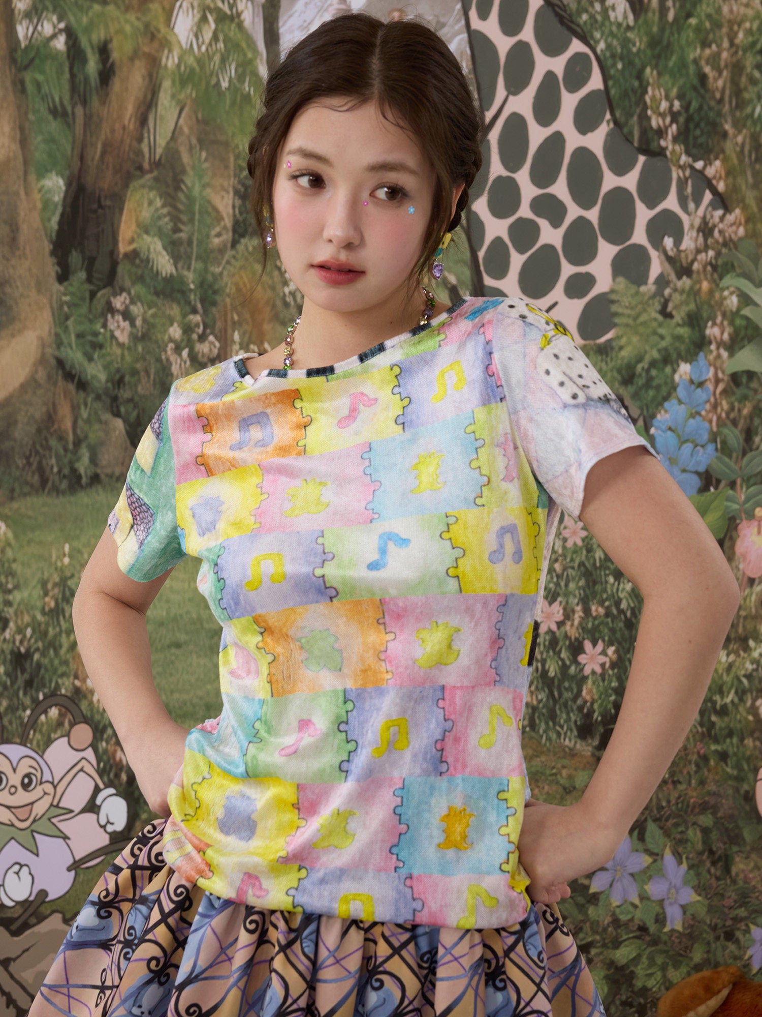 tntntutu - Kawaii Color Animal Reversible Top tee tntntutu