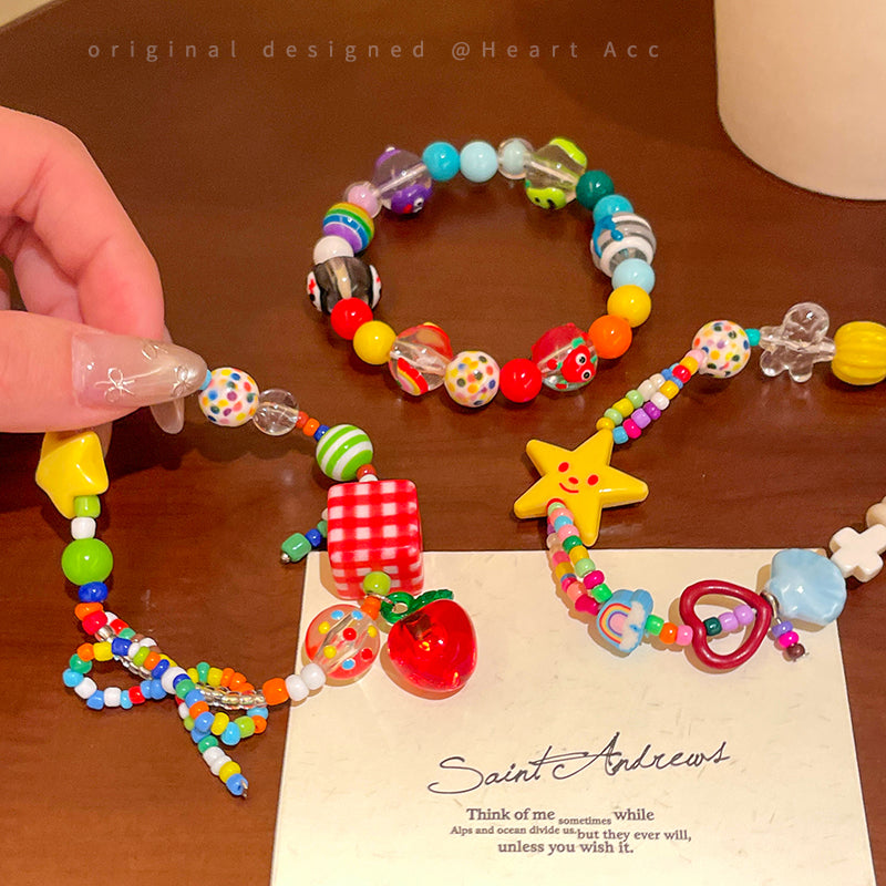Decora Kei Bracelet – "Apple Star" Beaded bracelet Filpped