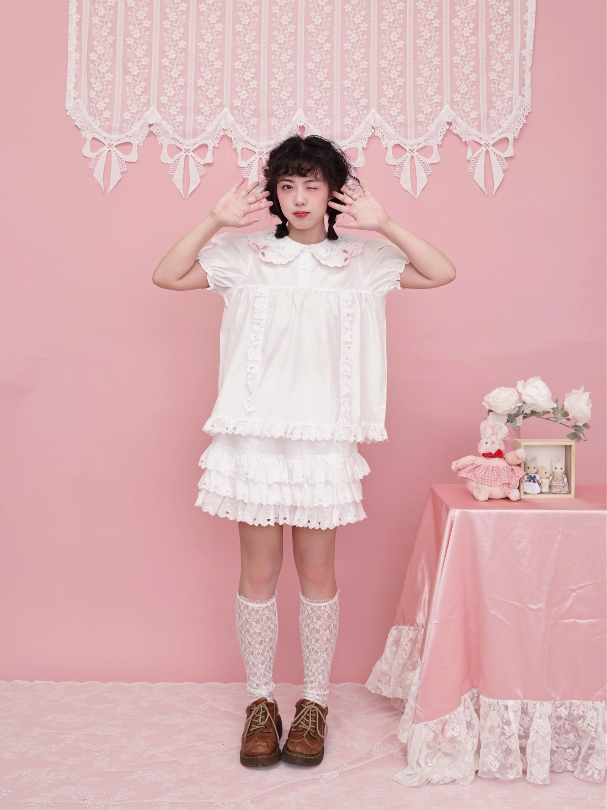 SemenCoicis – Vintage Butterfly Embroidered Blouse with Peter Pan Collar blouse SemenCoicis