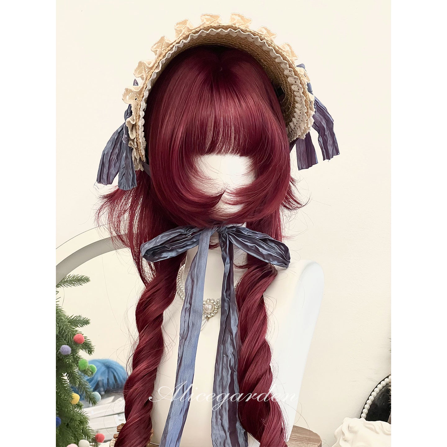 Alice Garden - Burgundy Long Curly Wig wig Alice Garden