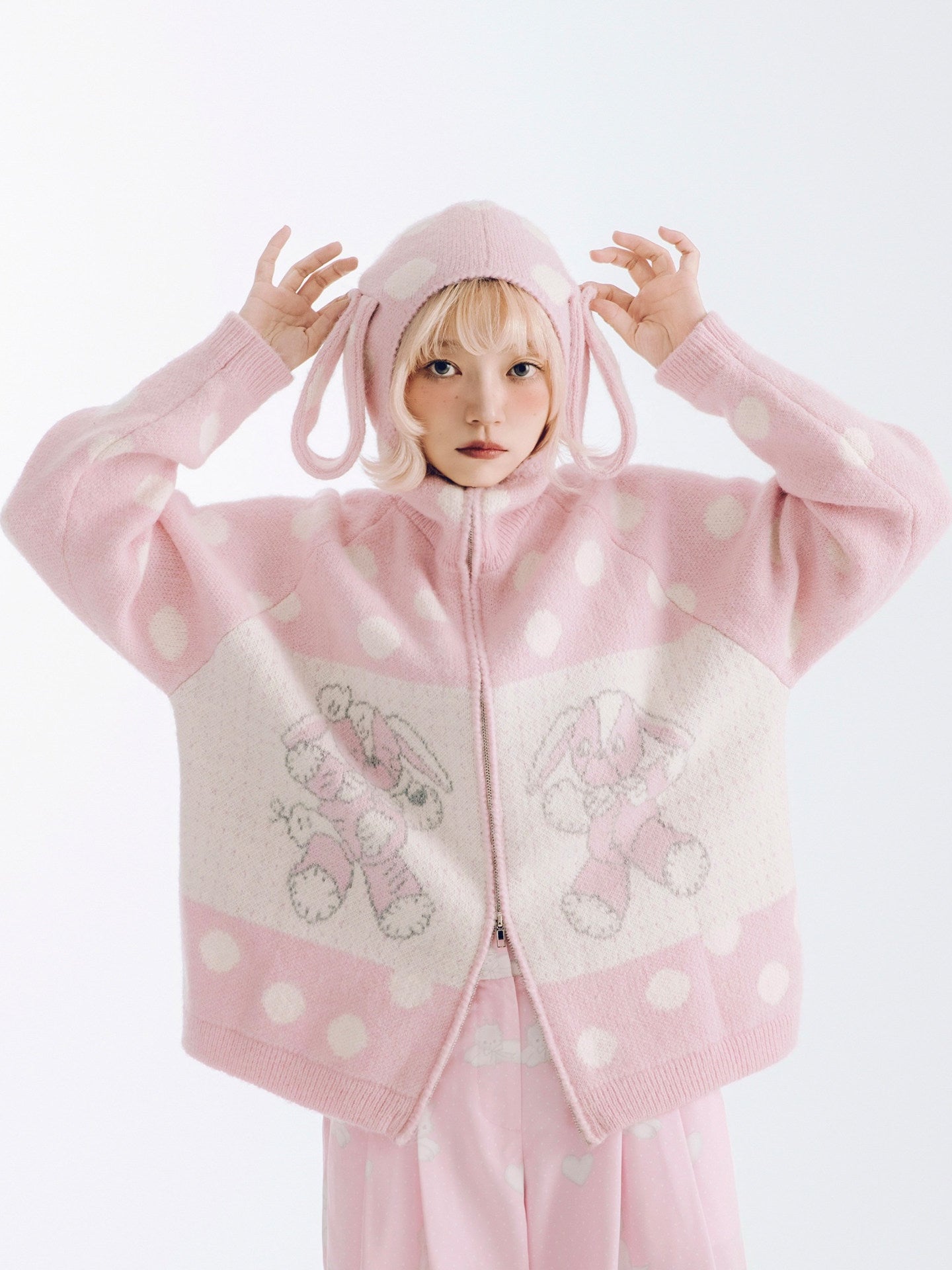 Meugler - Asymmetric Bunny Ear Knit Sweater cardigan Meugler