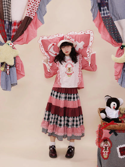 SemenCoicis - Vintage Doll Embroidered Plaid Shirt shirt SemenCoicis