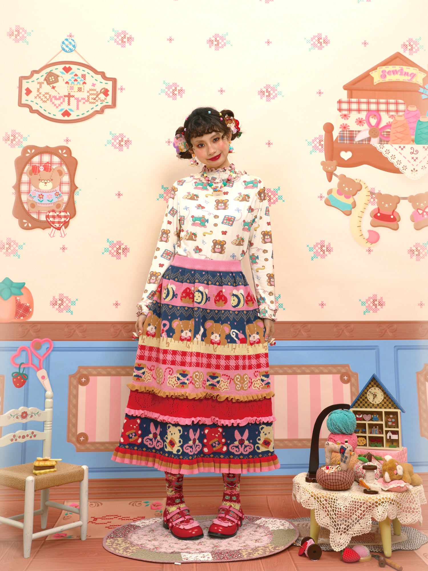 Lutra Jump - Decora Colorblock Knit Skirt skirt Lutra Jump