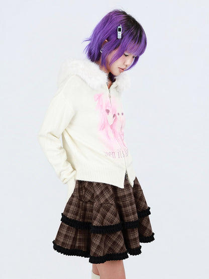 NIHONKIDS - Cat Print Zip Hoodie sweater NIHON KIDS