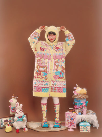 LutraJump - Decora Bear Hood Knit Cardigan dress Lutra Jump