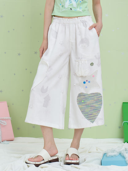 Moon Meadow - Patchwork Wide Leg Capri Pants shorts Moon Meadow