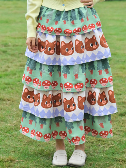 MeowMeow Bug - Mushroom Forest Cat Layered Cake Skirt skirt MeowMeow Bug
