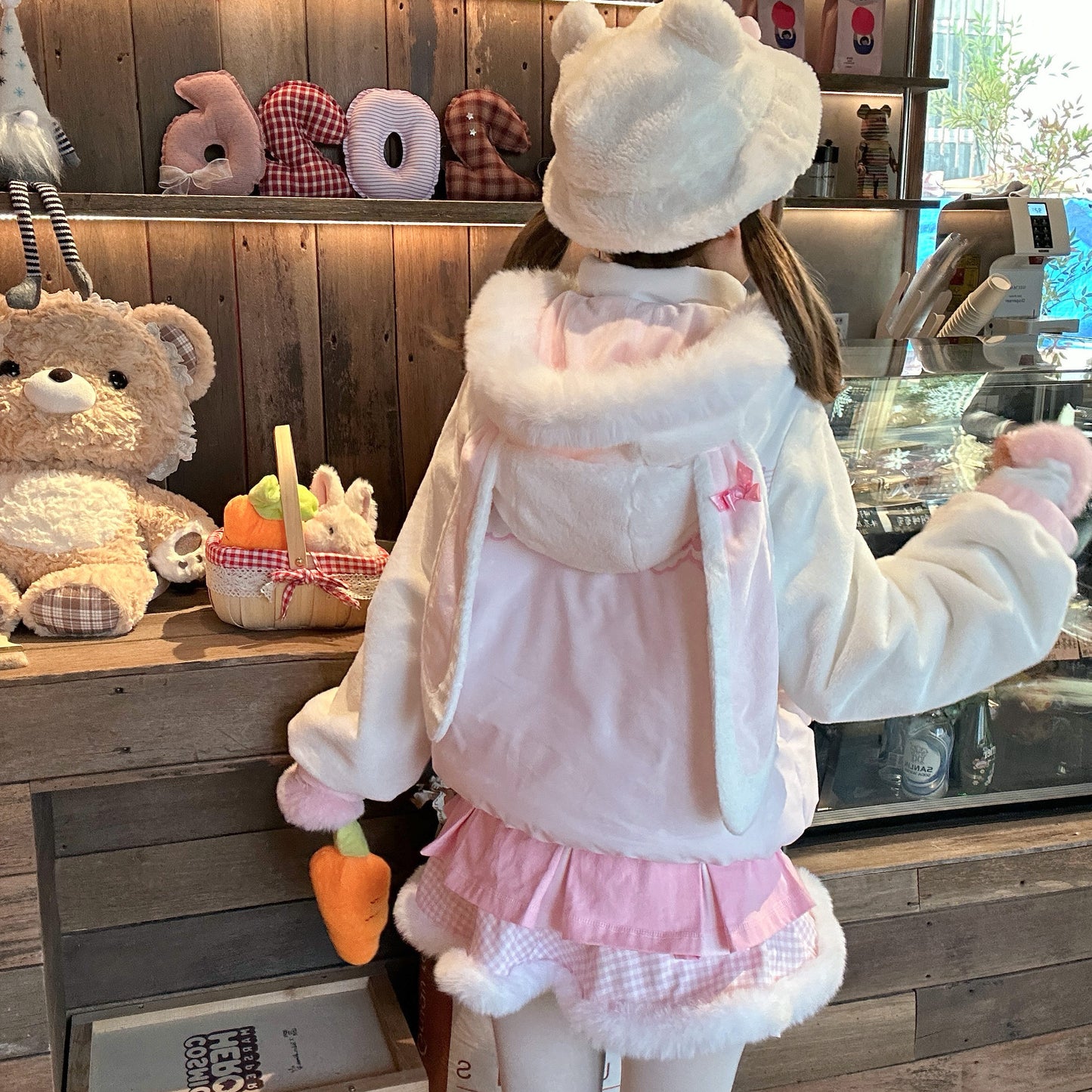 Bunny Planet - Cream Donut Bunny Ear Puffer Jacket coat bunnyplanet