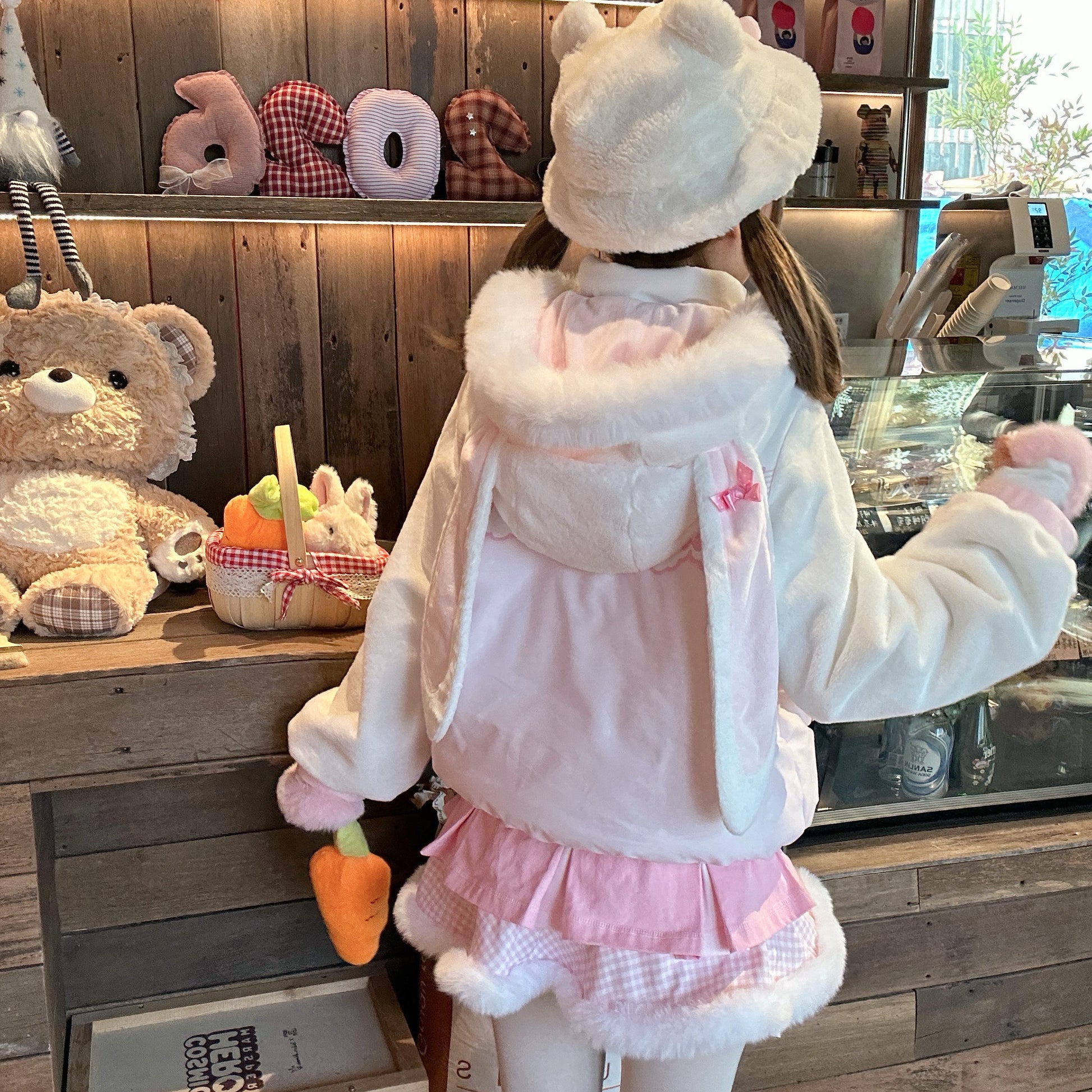 Bunny Planet - Cream Donut Bunny Ear Puffer Jacket coat bunnyplanet