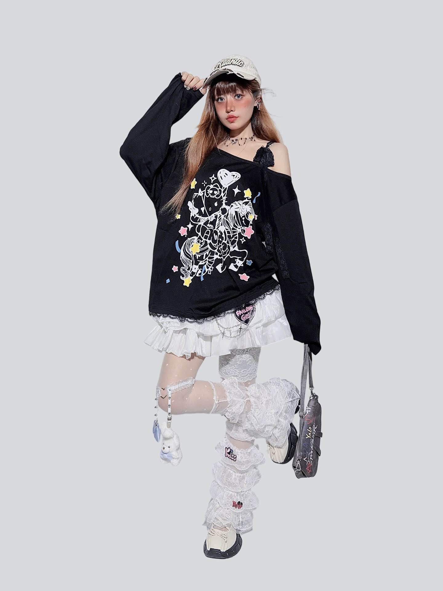 FANLOVEGIRL - White Lace Tiered Mini Skirt skirt FANLOVEGIRL