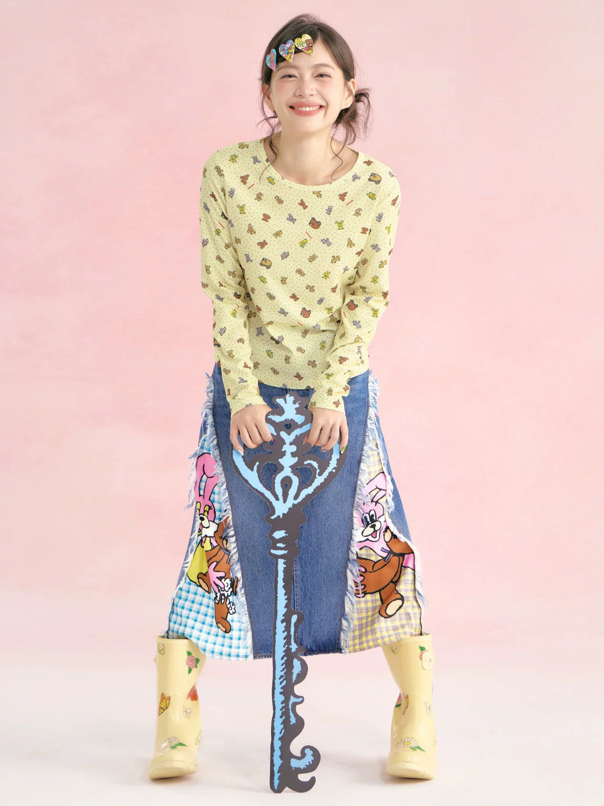 tntntutu - Waffle Knit Printed Long-Sleeve Top shirt tntntutu