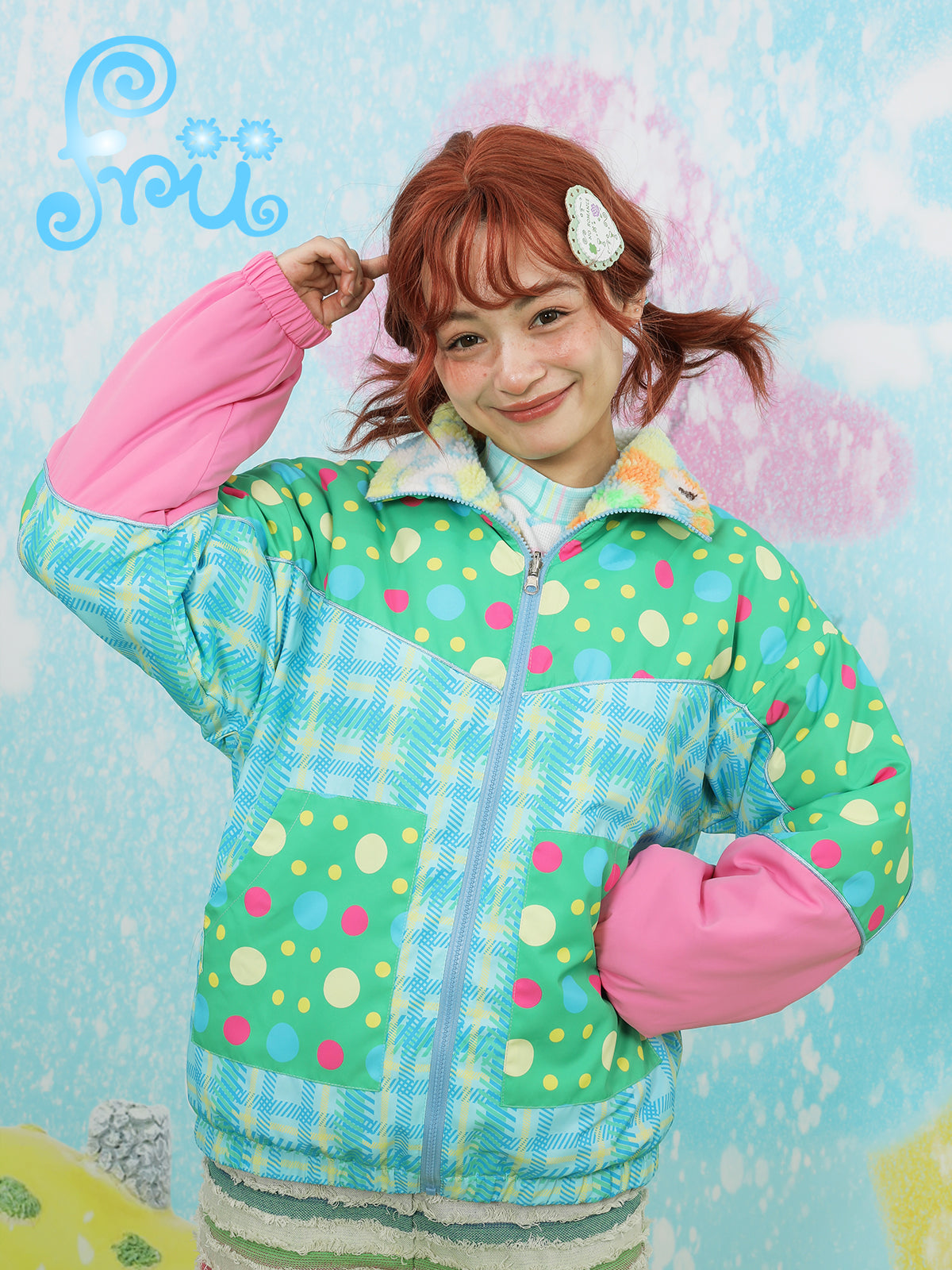 frufru Cartoon Fleece Jacket | Harajuku Reversible Teddy Coat coat frufru