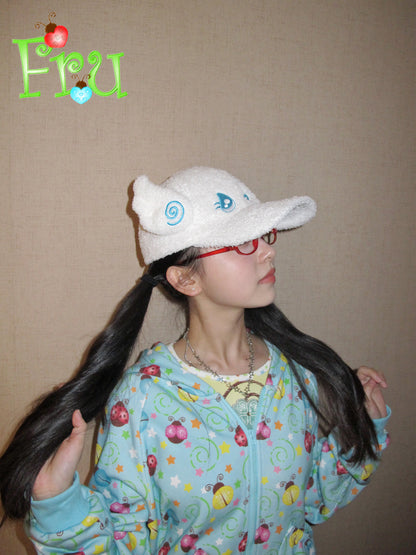 FruFru - Y2K Baseball Cap White Wing Embroidery hat frufru
