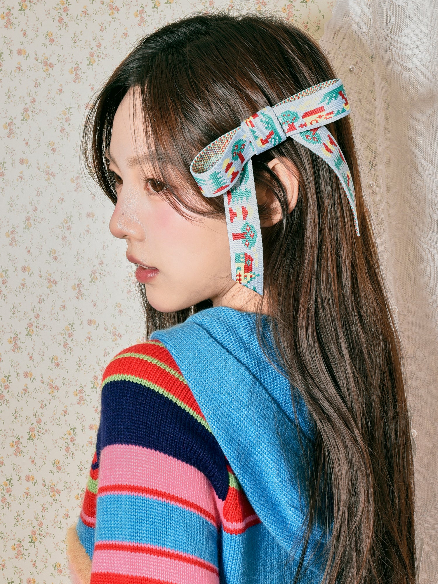 tntntutu - Two-Tone Bow Jacquard Hair Clip hair clip tntntutu