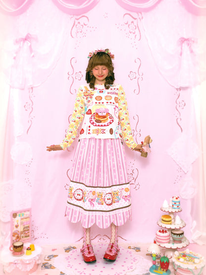 Lutra Jump - Kawaii Long Sleeve Top Yellow Plaid Dessert Base Shirt shirt Lutra Jump