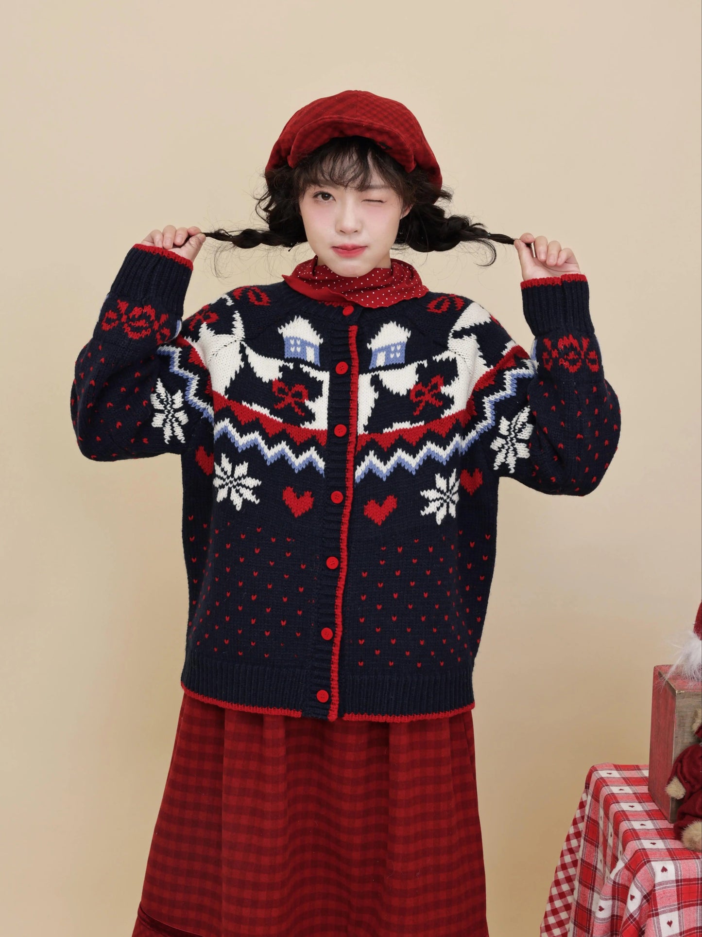 SemenCoicis - Kawaii Puppy Plaid Newsboy Cap hat SemenCoicis