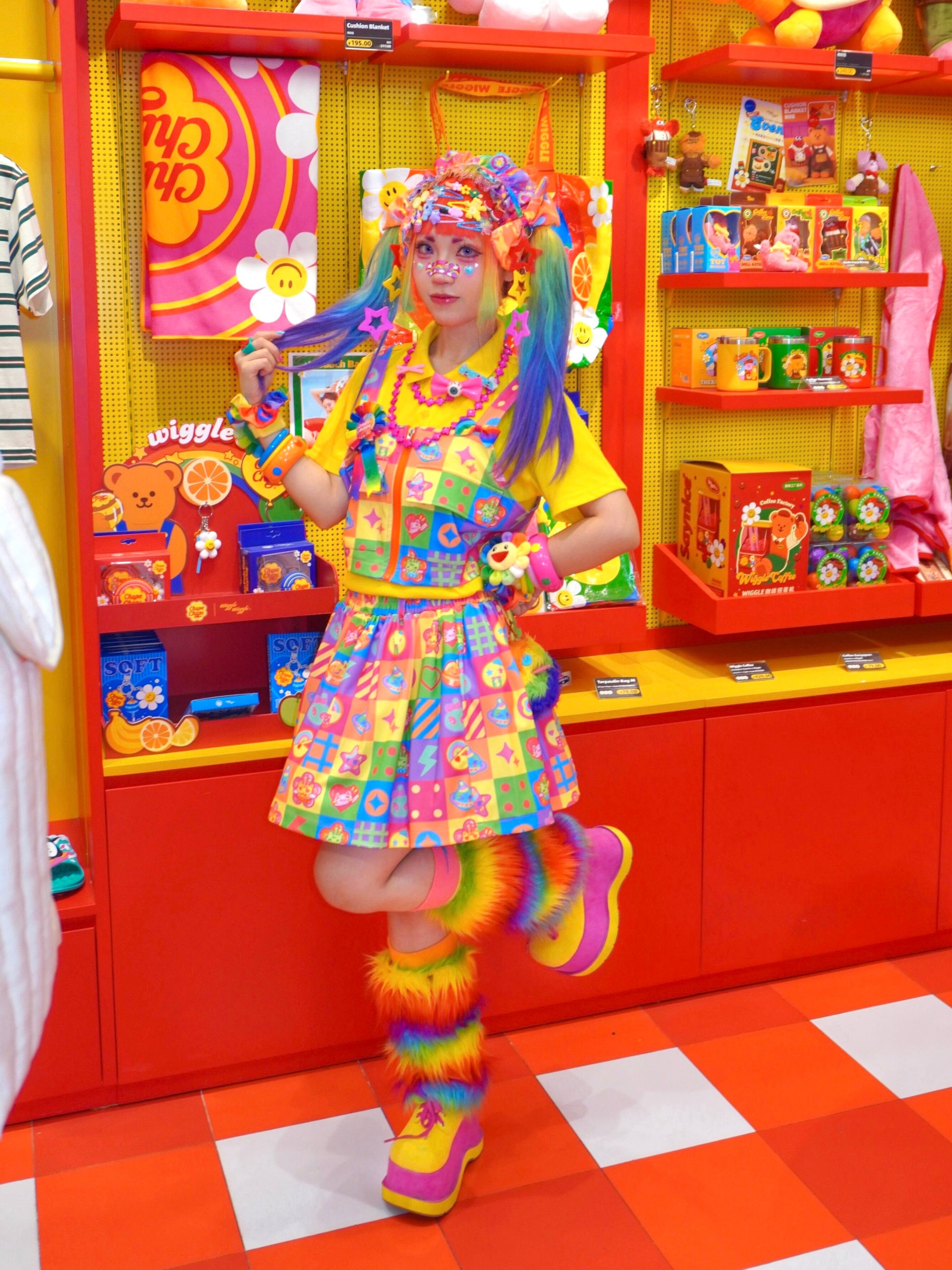Dream Bubble - Rainbow Plaid Decora Kei Vest Skirt Set set Dream Bubble
