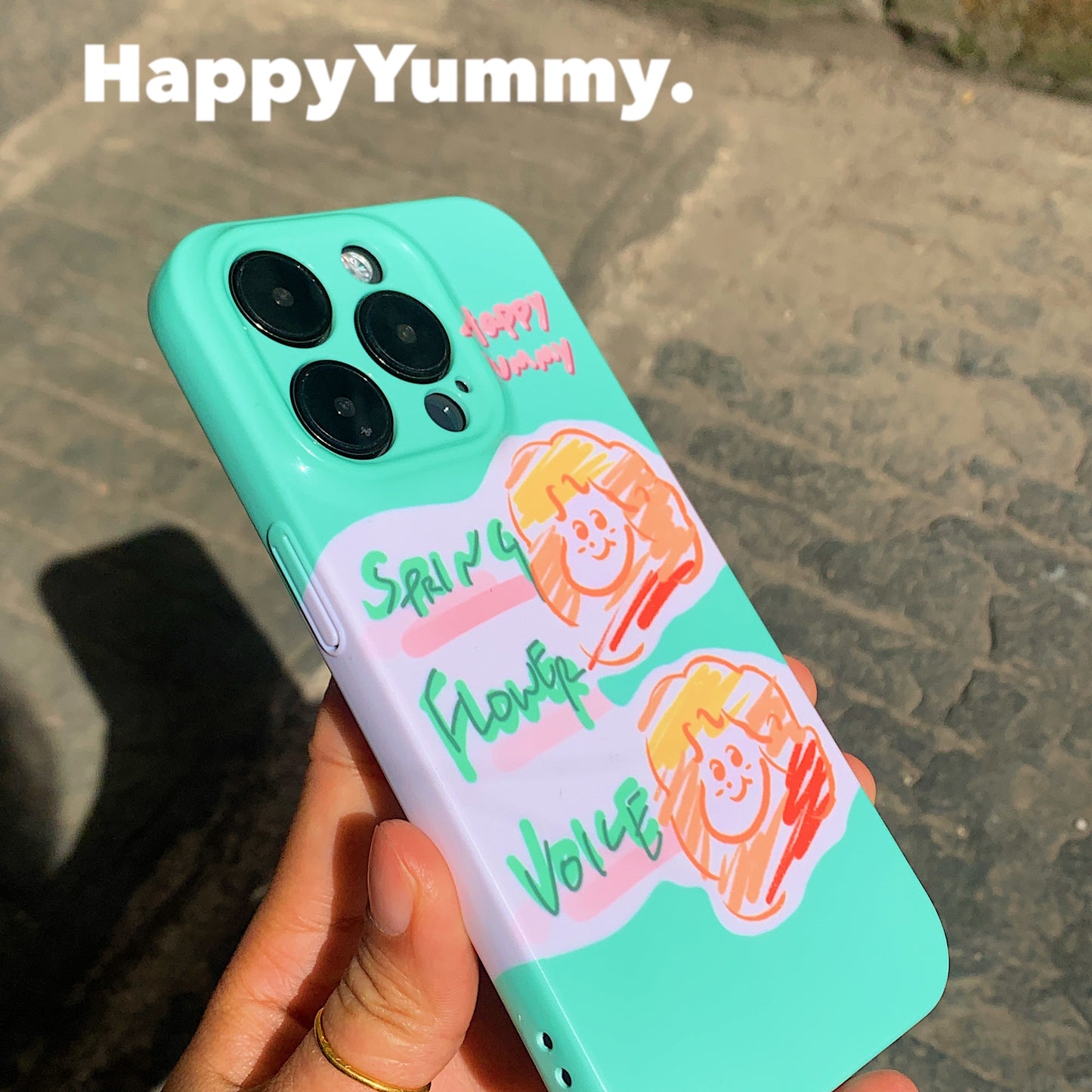 HappyYummy "Graffiti DUDU" Full-Coverage Precision Cut Hard Phone Case – Hand-Drawn Style