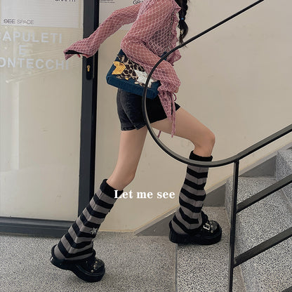 LET ME SEE - Y2K Star Stripe Leg Warmers Stacked Socks leg warmmers let me see