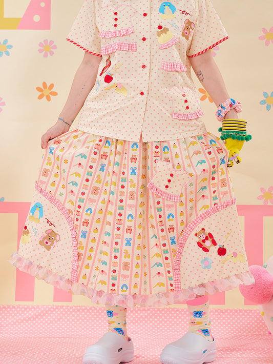 NIKKOU - Animal Embroidered Lace Skirt skirt Nikkou home