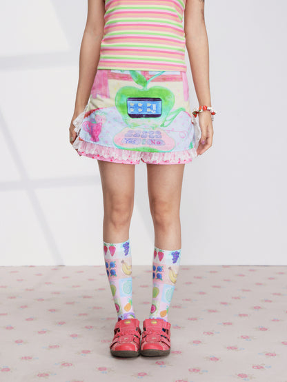 FRUITS - Green Apple Lace Skort shorts Fruits