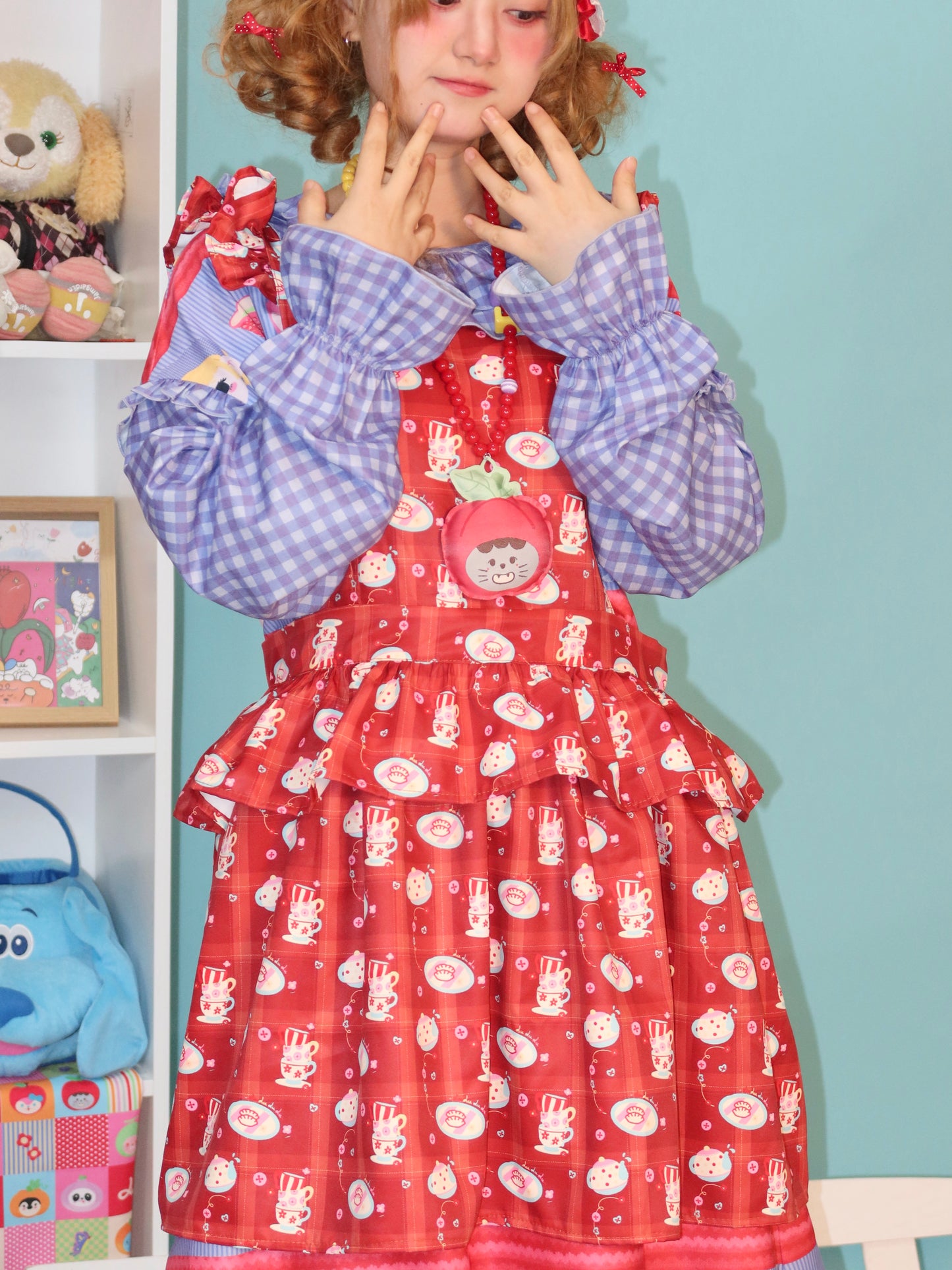 LULULULU - Kawaii Showa Retro Print Waterproof Apron Ruffled Cooking Dress dress LULULULU