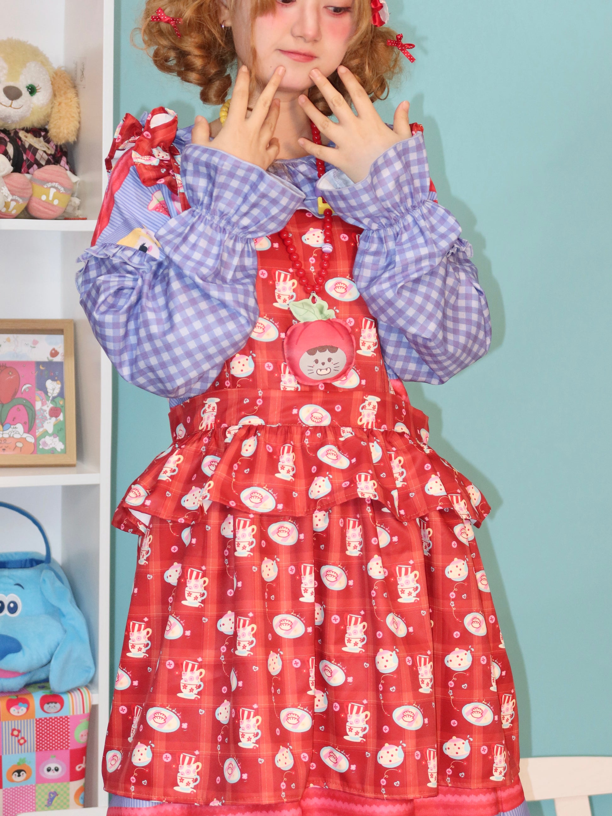 LULULULU - Kawaii Showa Retro Print Waterproof Apron Ruffled Cooking Dress dress LULULULU
