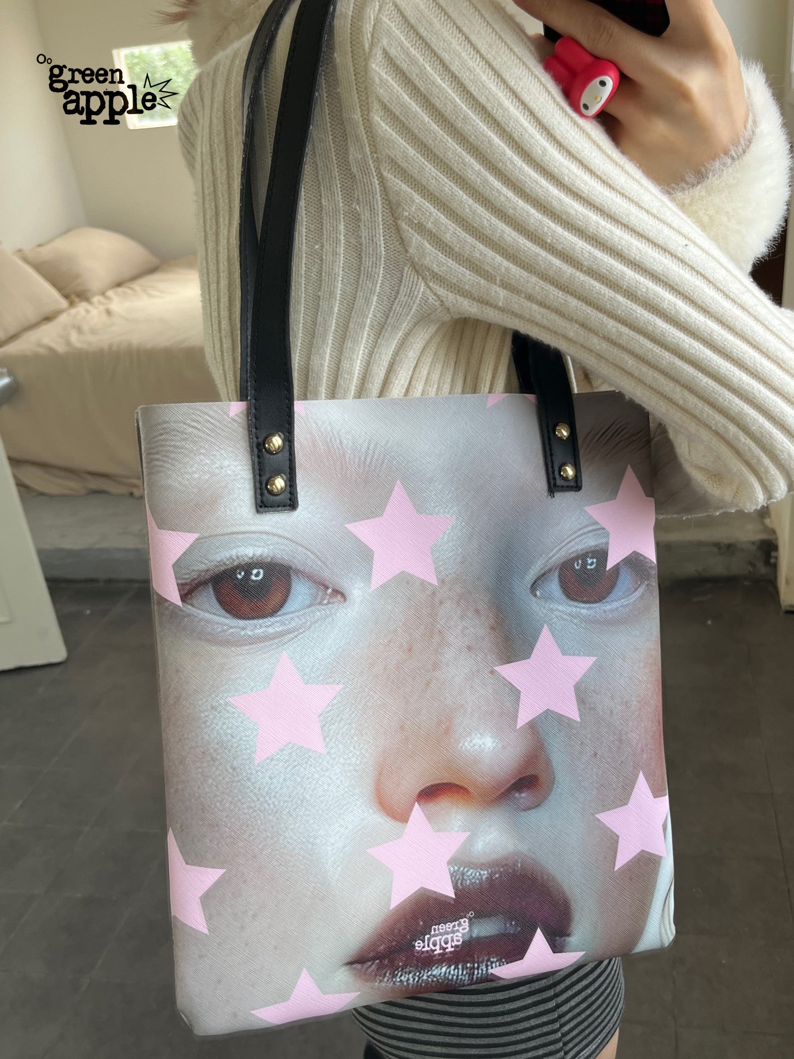 Oogreenapple - Star Print PU Shoulder Bag bag Oogreenapple