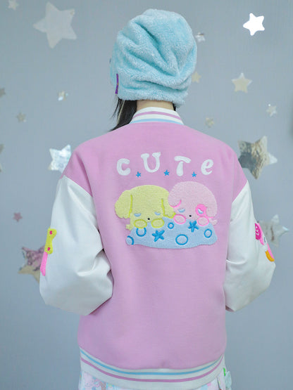 Hashtag DDD - Kawaii Padded Pink Baseball Jacket jacket Hashtag DDD