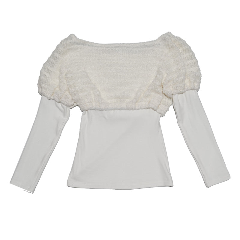 daytoday everyday institute - Bow Drape Knit Layered Top shirt daytoday everyday institute