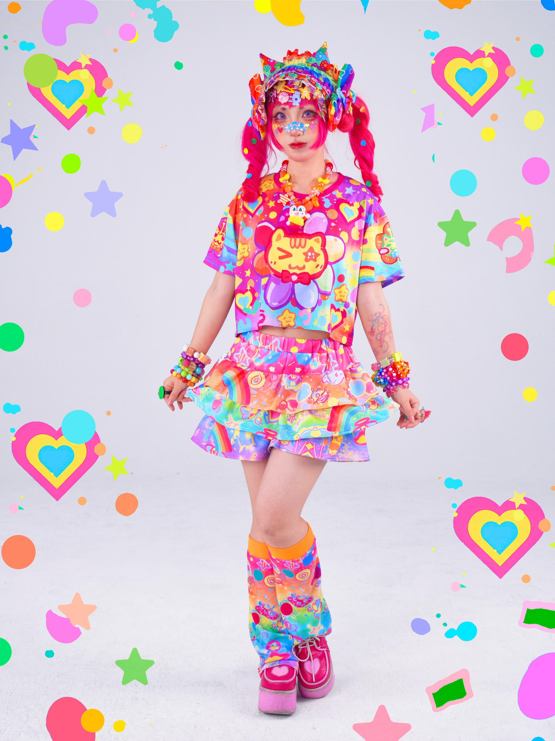 Dream Bubble - Sunflower Cat Crop Tee tshirt Dream Bubble