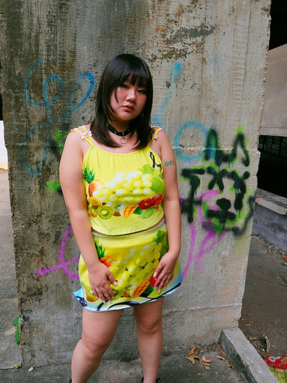 HotNipplesClub - Tropical Fruit Satin Skirt skirt Hot Nipples Club