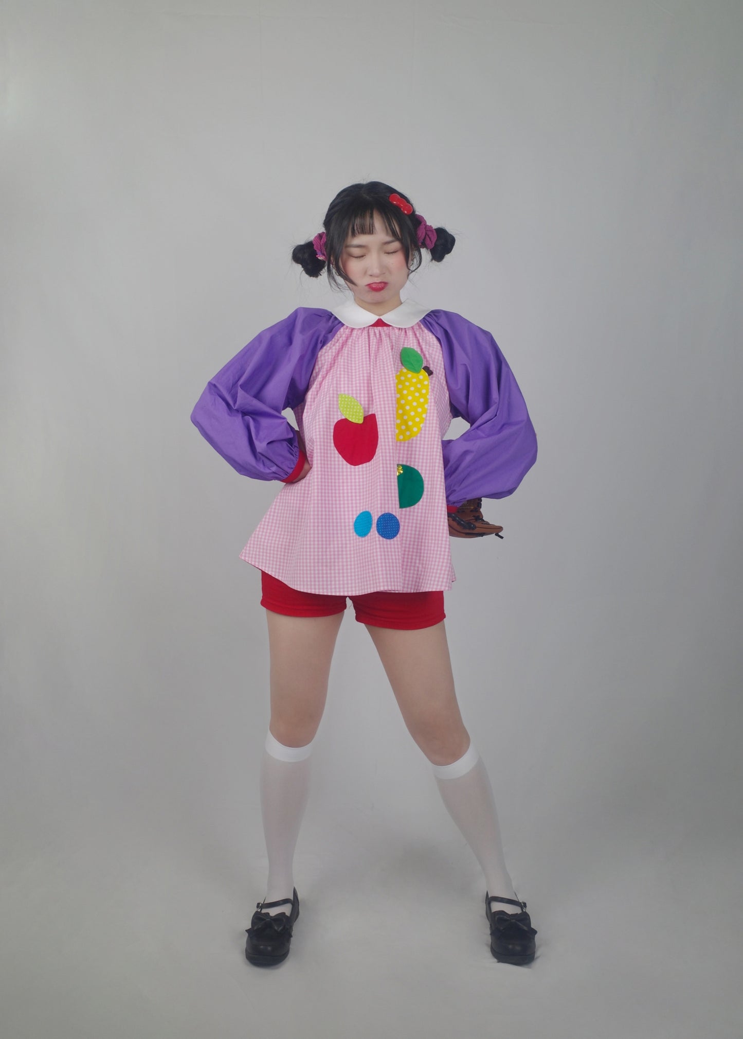 GOODBABY - Colorful Fruit Patchwork Purple Pullover Top overskirt goodbaby