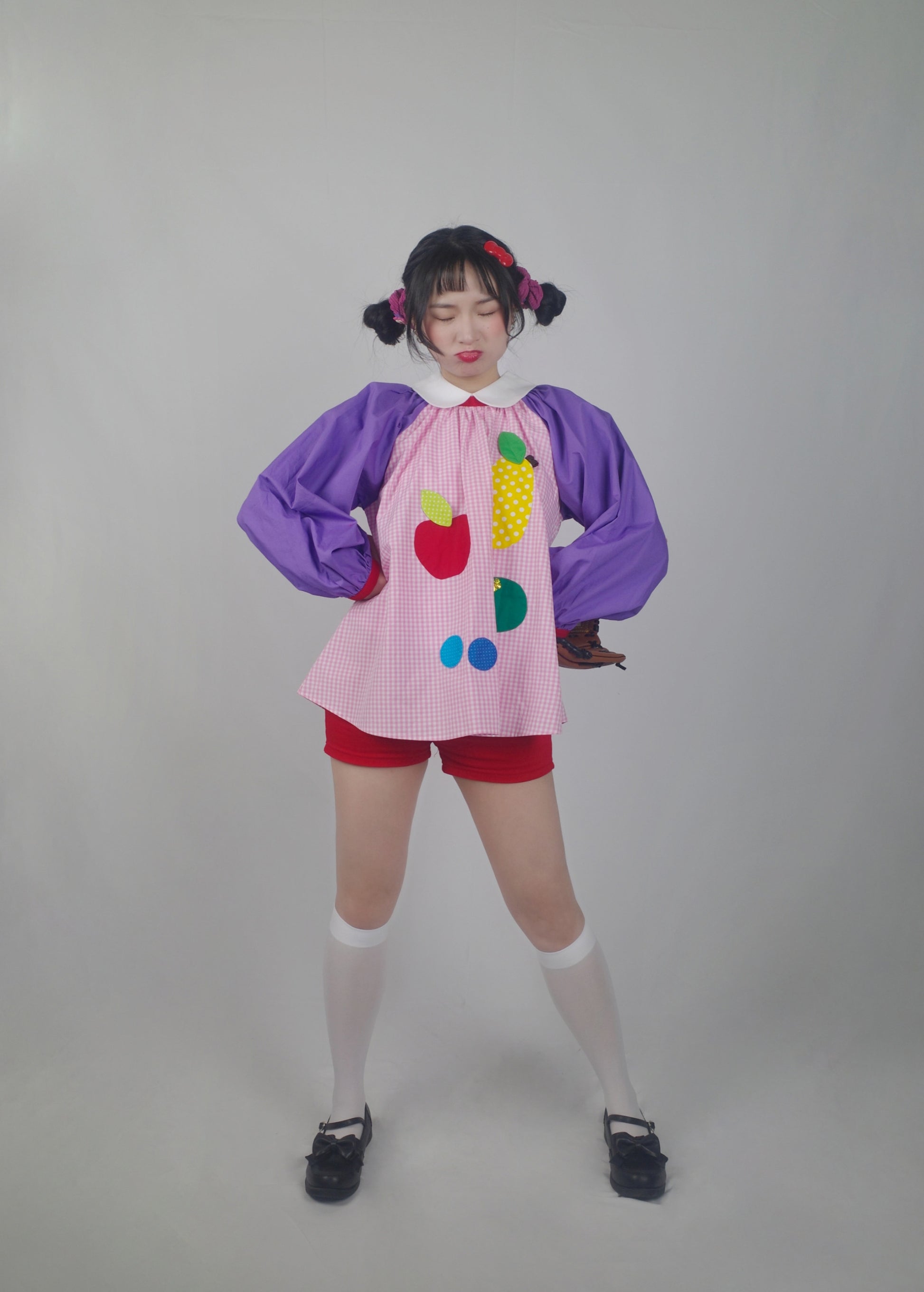 GOODBABY - Colorful Fruit Patchwork Purple Pullover Top overskirt goodbaby
