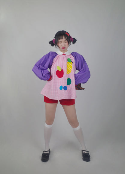 GOODBABY - Colorful Fruit Patchwork Purple Pullover Top overskirt goodbaby